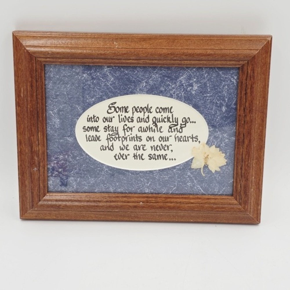 Chrysalis Calligraphy Friendship Double Matted Print  Wood Frame 5 x 7" Vintage